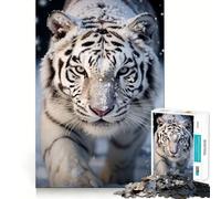 Puzzle fotografico "Tigre Bianca" da 1000 pezzi,gioco di concentrazione mentale,tagli di precisione,bordi lisci,attività coinvolgente per serate tranquille (38x52cm)