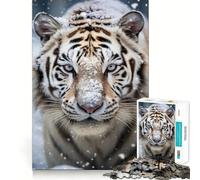 Puzzle fotografico "Tigre Bianca" per ragazzi,1000 pezzi,gioco di potenziamento mentale,dimensioni uniformi,pezzi precisi,divertimento in famiglia,attività serale (50x75cm)