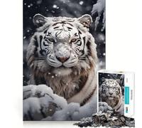 Puzzle fotografico White Tiger da 1000 pezzi,divertente da giocare,senza sbavature,con pezzi ben tagliati,portatile e adatto ai viaggi (38x52cm)