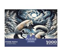 Puzzle Fox A 1000 Pezzi Per Adulti,Snowy Night Nature Gioco Diabilità Impossibile Puzzle Arte Giochi Rilassamento E Intelligenza Arredamento Domestico 38x26cm/1000pcs