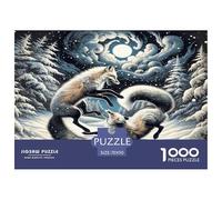 Puzzle Fox A 1000 Pezzi, Puzzle Snowy Night Nature Adulti, Gioco Diabilità Impossibile Puzzle Pittura Gioco Intellettivo Familiare Arredamento Domestico 70x50cm/1000pcs