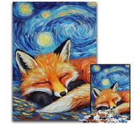 Puzzle Fox Night Sky da 1000 pezzi per adulti, puzzle impegnativi, gioco rompicapo, gioco interattivo per famiglie, adatto dai 14 anni in su, 50x75CM/19,68x29,52 pollici