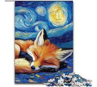Puzzle Fox Night Sky per adulti e adolescenti, 1000 pezzi, per età pari o superiore a 14 anni, gioco di Natale antistress, regalo per donne (26x38cm)