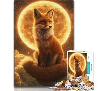 Puzzle Fox on The Moon per adolescenti, gioco stimolante e gioco in famiglia con pezzi completamente interconnessi di forma casuale, 70x100cm