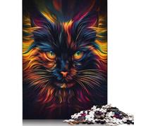 Puzzle frattale a forma di gatto, difficile, 100% in cartone riciclato, per donne e uomini, regalo per la festa del papà, 1000 pezzi (26x38 cm)