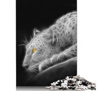 Puzzle frattale bianco e grigio a forma di ghepardo, 1500 pezzi, rompicapo per risolvere problemi, puzzle per bambini adulti, 1500 pezzi (85x57 cm)