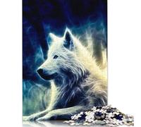 Puzzle frattale bianco lupo per adulti, puzzle impegnativo e stimolante per donne e uomini, 1000 pezzi (75x50 cm)