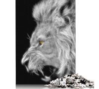 Puzzle frattale in bianco e nero con leone per adulti, 1500 pezzi, puzzle rettangolare in cartone, regalo per uomo, per ragazzo o ragazza, 1500 pezzi (85x57 cm)