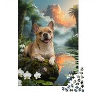 Puzzle French Bulldog 1000 Pezzi Per Bambini E Adulti, Gioco Di Squadra, Difficile Sfida Puzzles Con Riverside, Regalo Compleanno 52x38cm/1000pcs