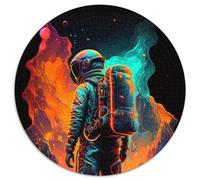 Puzzle für 1000 Teile, Astronauten-Weltraum, rund, Puzzle 1000 Teile für Erwachsene, anspruchsvolles DIY-Denkspiel, perfektes Familienspiel oder dekoratives Geschenk, 1000 Stück (67,5x67,5cm)