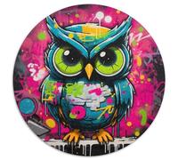 Puzzle für 1000 Teile, Eulen-Graffiti-Gemälde, rundes 1000-teiliges Puzzle für Teenager und Jugendliche, ideales Geburtstags- und Weihnachtsgeschenk, 1000 Teile (67,5x67,5cm)