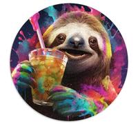 Puzzle für 1000 Teile, farbenfrohes Kunst-Faultier, runde Puzzles 1000 Teile für Erwachsene, Aktivität für Erwachsene und Familien, DIY-Heimdekor-Geschenk, 1000 Teile (67,5x67,5cm)