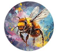 Puzzle für 1000 Teile, Farbmalerei, Bienen-Puzzle, rund, 1000 Teile für Erwachsene, Aktivität für Erwachsene und Familien, DIY-Heimdekor, Geschenk, 1000 Teile (67,5x67,5cm)