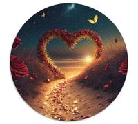 Puzzle für 1000 Teile, Herz am Strand, rundes 1000-teiliges Puzzle für Teenager und Jugendliche, ideales Geburtstags- und Weihnachtsgeschenk, 1000 Teile (67,5x67,5cm)