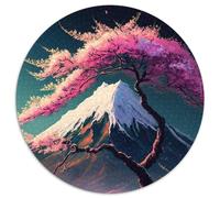 Puzzle für 1000 Teile, japanische Kirschblüten, rund, Puzzle 1000 Teile für Erwachsene, anspruchsvolles DIY-Denkspiel, perfektes Familienspiel oder dekoratives Geschenk, 1000 Stück (67,5x67,5cm)
