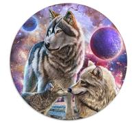 Puzzle für 1000 Teile, Spiritual Wolves Family, rund, Puzzle 1000 Teile für Erwachsene, Aktivität für Erwachsene und Familien, DIY-Heimdekor, Geschenk, 1000 Teile (67,5x67,5cm)