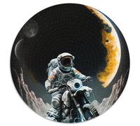 Puzzle für Erwachsene, 1000 Teile, Astronaut auf Motorrad, runde Puzzles 1000 Teile für Erwachsene, Gehirn-Herausforderungsgeschenk, pädagogische Aktivität für Teenager, 1000 Teile (67,5x67,5cm)