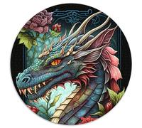 Puzzle für Erwachsene,1000 Teile,Blumendrache,runde Puzzles für 1000 Teile,Entspannung und Herausforderung,farbenfrohe Kunst zur Heimdekoration,ideales Geschenk für Freunde,1000 Teile (67,5x67,5cm)