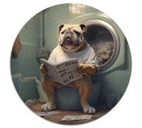 Puzzle für Erwachsene, 1000 Teile, Bulldogge liest Zeitung, Puzzles für Erwachsene, Spielzeug, Geschenk, pädagogisches, intellektuelles, entspannendes, lustiges Familienspiel, 1000 Teile (67,5x67,5cm)