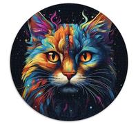 Puzzle für Erwachsene, 1000 Teile, bunte Kunstkatze, 1000 Teile, rundes Puzzle, Geschenke, Spaß bei Aktivitäten zu Hause, Geburtstagsgeschenk, Reisegeschenke, 1000 Teile (67,5x67,5cm)