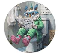 Puzzle für Erwachsene 1000 Teile Eule geht auf Toilette, runde Puzzles 1000 Teile für Erwachsene, Gehirn-Herausforderungsgeschenk, pädagogische Aktivität für Teenager, 1000 Teile (67,5x67,5cm)