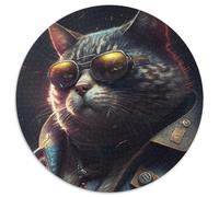 Puzzle für Erwachsene, 1000 Teile, Fantasie-Katze, rund, Kartonpuzzle, ein ideales Geschenk für Weihnachten oder Geburtstage, 1000 Teile (67,5x67,5cm)
