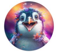 Puzzle für Erwachsene, 1000 Teile, farbenfrohes Pinguin-Kunst-Puzzle, rund, aus Pappe, perfekt für Teenager und Familienspaß, ideales Geschenk zum Geburtstag, 1000 Teile (67,5x67,5cm)