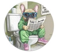 Puzzle für Erwachsene,1000 Teile,Französische Bulldogge geht auf die Toilette,runde Puzzles 1000 Teile für Erwachsene,Gehirn-Herausforderungsgeschenk,pädagogische Aktivität für Teenager,(67,5x67,5cm)