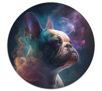 Puzzle für Erwachsene, 1000 Teile, Französische Bulldogge, Nebel, rund, Papppuzzle, ein ideales Geschenk für Weihnachten oder Geburtstage, 1000 Teile (67,5x67,5cm)