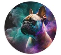 Puzzle für Erwachsene, 1000 Teile, Französische Bulldogge, Nebel, rund, Papppuzzle, ein ideales Geschenk für Weihnachten oder Geburtstage, 1000 Teile (67,5x67,5cm)