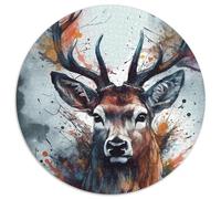Puzzle für Erwachsene,1000 Teile,Hirsch-Popart,runde Puzzles für 1000 Teile,Entspannung und Herausforderung,farbenfrohe Kunst zur Heimdekoration,ideales Geschenk für Freunde,1000 Teile (67,5x67,5cm)