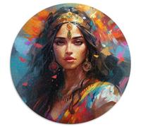 Puzzle für Erwachsene, 1000 Teile, indische Prinzessin, runde Puzzles 1000 Teile für Erwachsene, Gehirn-Herausforderungsgeschenk, pädagogische Aktivität für Teenager, 1000 Teile (67,5x67,5cm)