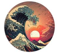 Puzzle für Erwachsene,1000 Teile,japanische Wellen,runde Puzzles für 1000 Teile,Entspannung und Herausforderung,farbenfrohe Kunst zur Heimdekoration,ideales Geschenk für Freunde,(67,5x67,5cm)