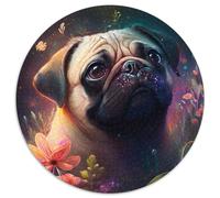 Puzzle für Erwachsene, 1000 Teile, Mops, runde Papppuzzles, bunt, lustig, herausfordernd und knifflig, 1000 Teile (67,5x67,5cm)