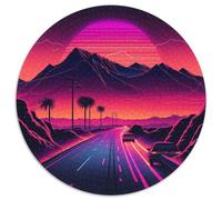 Puzzle für Erwachsene, 1000 Teile, Neon-Retro-Straße, runde Puzzles, Familienaktivitätsspiel für Teenager, DIY-Heimdekor, Denksportaufgabe, Geschenk, 1000 Teile (67,5x67,5cm)