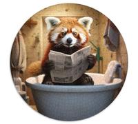 Puzzle für Erwachsene, 1000 Teile, Roter Panda liest Zeitung, runde Puzzles, Familienaktivitätsspiel für Teenager, DIY-Heimdekoration, Denksportaufgabe, Geschenk, 1000 Teile (67,5x67,5cm)
