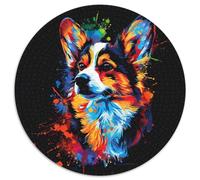 Puzzle für Erwachsene, 1000 Teile, runder Kartonpuzzle Pembroke Welsh Corgi, perfekt für Teenager und Familienspaß, ideales Geschenk zum Geburtstag, 1000 Teile (67,5x67,5cm)