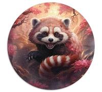 Puzzle für Erwachsene, 1000 Teile, Sakura-Roter Panda, rund, Karton, DIY-Dekoration, anspruchsvolles Denkspiel, Weihnachtsgeschenke, 1000 Teile (67,5x67,5cm)