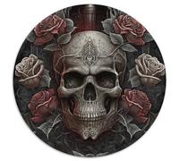 Puzzle für Erwachsene,1000 Teile,schwarzer Totenkopf,Rose,1000 Teile,runde Puzzles für Erwachsene,interaktives Familienspiel,Bastelgeschenk mit farbenfrohen Kunstwerken,1000 Teile (67,5x67,5cm)