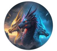Puzzle für Erwachsene, 1000 Teile, tapferer Drache, rund, Papppuzzle, ein ideales Geschenk für Weihnachten oder Geburtstage, 1000 Teile (67,5x67,5cm)