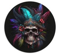 Puzzle für Erwachsene, 1000 Teile, Totenkopf, rund, Kartonpuzzle, ein ideales Geschenk für Weihnachten oder Geburtstage, 1000 Teile (67,5x67,5cm)