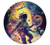 Puzzle für Erwachsene, 1000 Teile, Weltraum-Astronauten-Puzzle, rund, zum Entspannen und Herausfordern, farbenfrohe Kunst zur Heimdekoration, ideales Geschenk für Freunde, 1000 Teile (67,5x67,5cm)