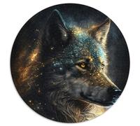 Puzzle für Erwachsene,1000 Teile,Weltraum,Goldener Wolf,1000-teiliges rundes Puzzle für Erwachsene,interaktives Familienspiel,Heimdekoration zum Selbermachen,Denksportaufgabe,Geschenk,(67,5x67,5cm)