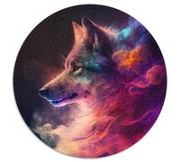 Puzzle für Erwachsene, 1000 Teile, Wolfsnebel, rund, Karton, DIY-Dekoration, anspruchsvolles Denkspiel, Weihnachtsgeschenke, 1000 Teile (67,5x67,5cm)