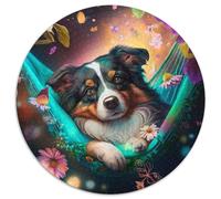 Puzzle für Erwachsene, 1000 Teile, wunderschöner Miniatur-Amerikanischer Schäferhund, runde Papppuzzles, bunt, lustig, herausfordernd und knifflig, 1000 Teile (67,5x67,5cm)