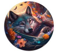 Puzzle für Erwachsene, 1000 Teile, wunderschönes Wolf-Puzzle, rund, aus Pappe, für Erwachsene, perfekt für Teenager und Familienspaß, ideales Geschenk zum Geburtstag, 1000 Teile (67,5x67,5cm)