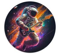Puzzle für Erwachsene, 1000-teiliger Astronaut, der Gitarre spielt, 1000-teiliges rundes Puzzle für Erwachsene, DIY-Kunstdekor, perfektes Geburtstagsgeschenk, 1000 Teile (67,5x67,5cm)