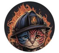 Puzzle für Erwachsene, 1000-teiliges Feuerwehrmann-Katzen-Puzzle, 1000-teiliges rundes Puzzle für Erwachsene, DIY-Kunstdekor, perfektes Geburtstagsgeschenk, 1000 Teile (67,5x67,5cm)