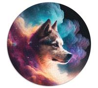 Puzzle für Erwachsene, 1000-teiliges Husky-Nebel-Puzzle, rund, aus Pappe, für Erwachsene, perfekt für Teenager und Familienspaß, ideales Geschenk zum Geburtstag, 1000 Teile (67,5x67,5cm)