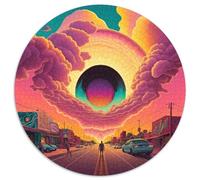 Puzzle für Erwachsene, 1000-teiliges Neon Road-Puzzle aus rundem Karton für Erwachsene, perfekt für Teenager und Familienspaß, ideales Geschenk zum Geburtstag, 1000 Teile (67,5x67,5cm)
